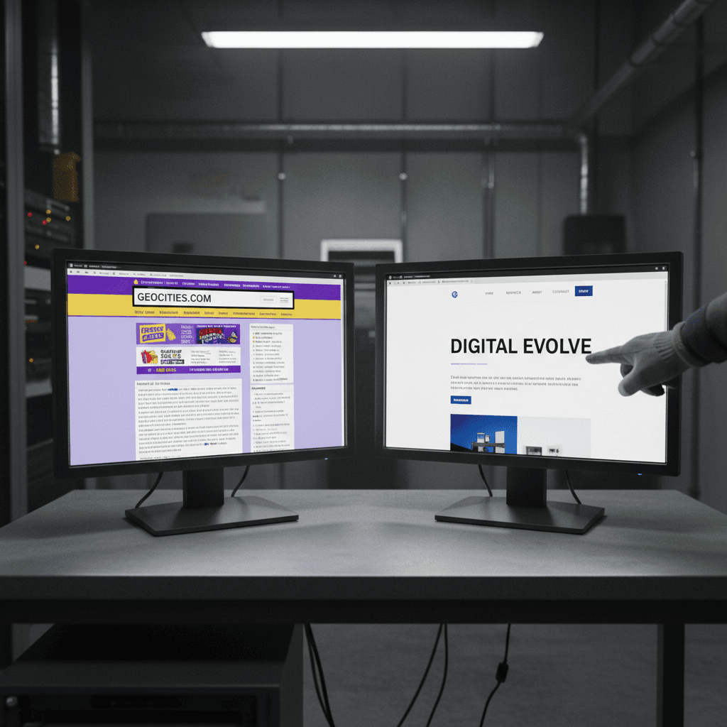 Side-by-side comparison of old and redesigned websites