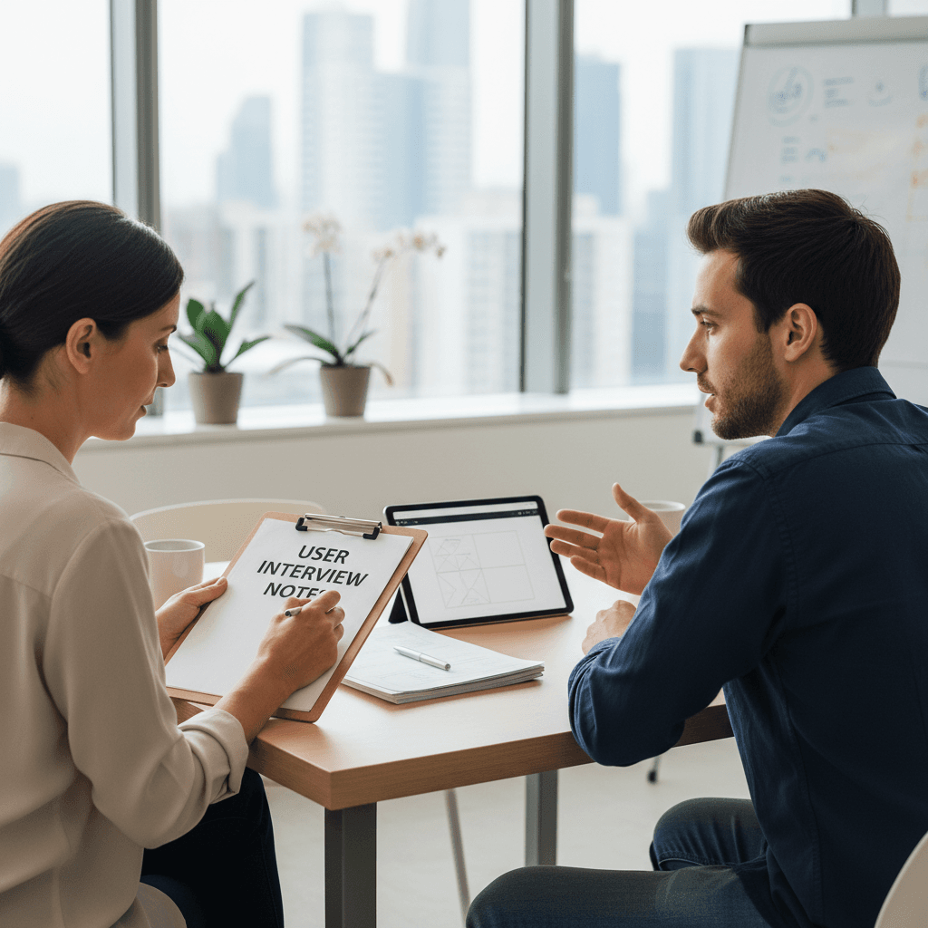 UX researcher interviewing a user