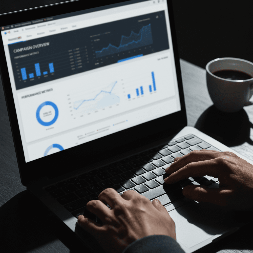 Google Ads dashboard on laptop screen