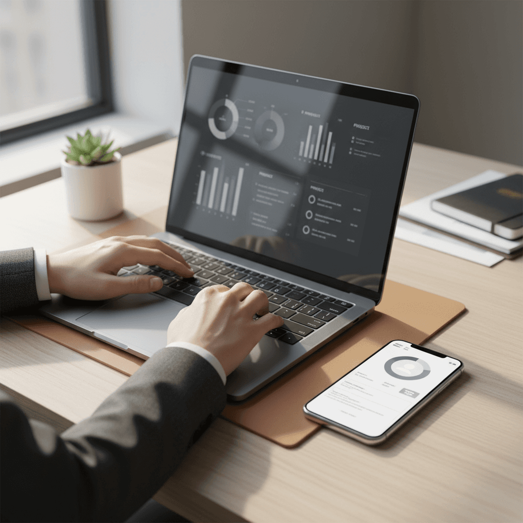Scheduling social media posts on laptop and smartphone
