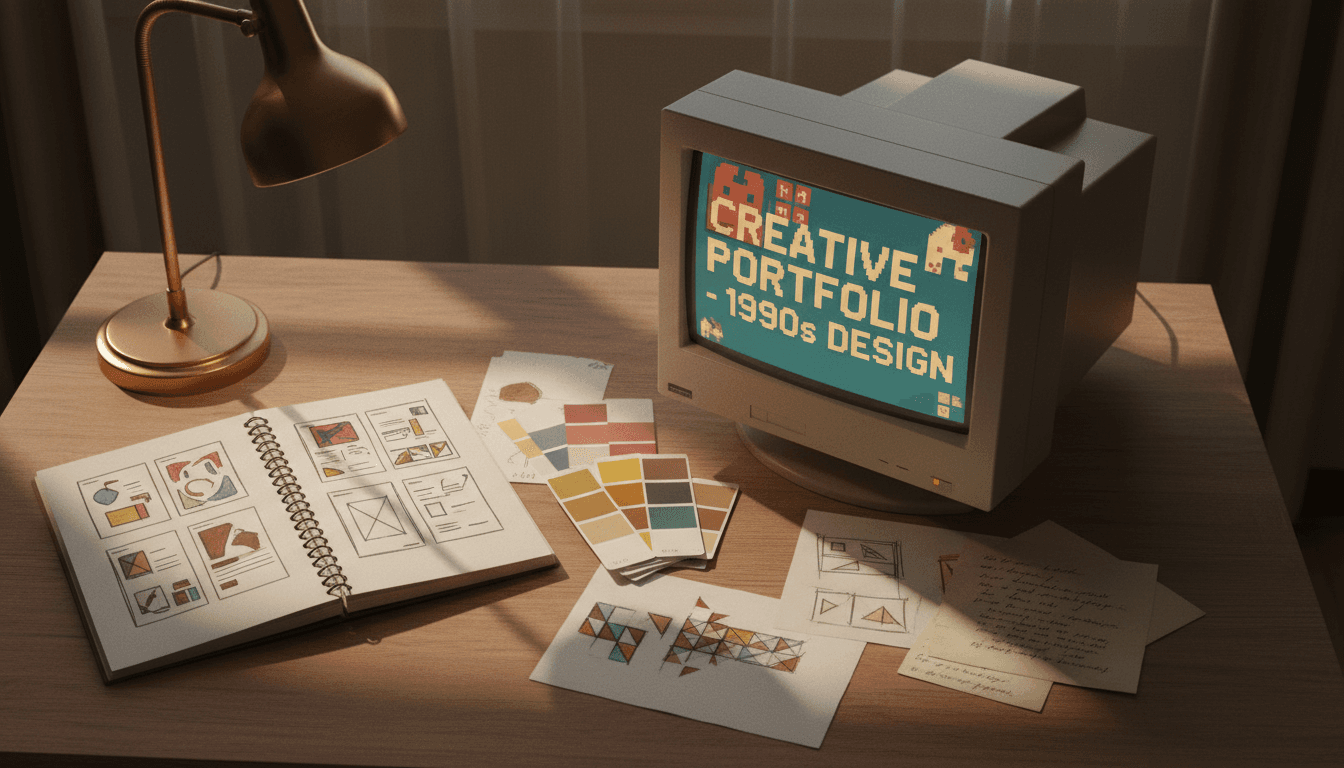Designer's desk with sketches and color swatches